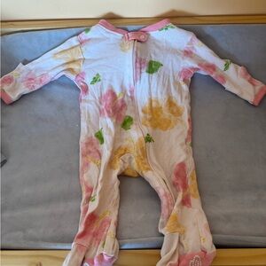 Burt's Bees Baby Pink and Yellow Floral Footie